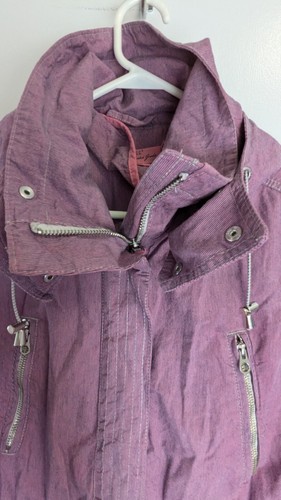 H&M L.O.G.G. Women's Utility Jacket Sz AU 12-14 Purple Pockets Removable Hood - Picture 16 of 23