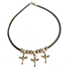 Collana da donna in caucciu con ciondolo stella chiave catenina lunga 40 cm