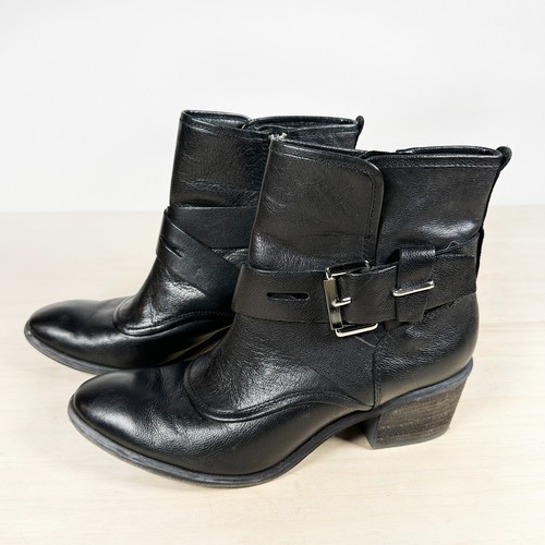Donald J Pliner Diem Boots Booties Moto Women's 9 Black Leather - Picture 2 of 12