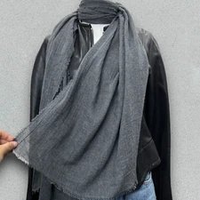 Gray Pashmina Scarf - Lightweight Versatile Fringe Wrap