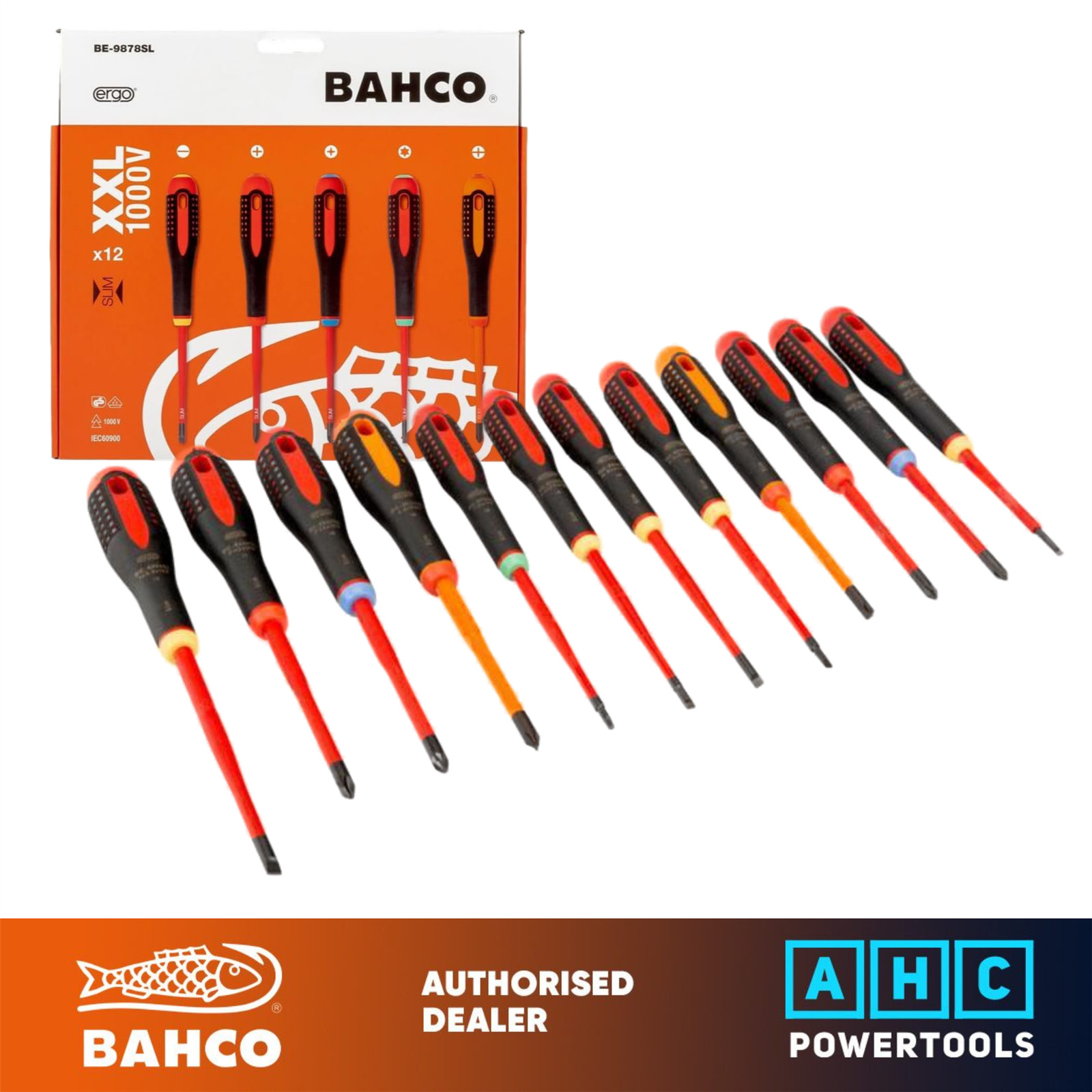 Bahco XXL Ergo 12 Piece VDE Insulated Slim Screwdriver Set SL/PH/PZ/TX