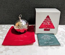 1995 WALLACE SILVERSMITHS Silver Plated Sleigh Bell Ornament: Ltd Edition, Ø2.7"
