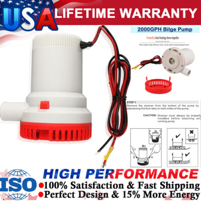 #ad #ad 2000GPH Bilge Boat Marine Water Pump 12V Submersible Plumbing Electric Pumps US $37.69