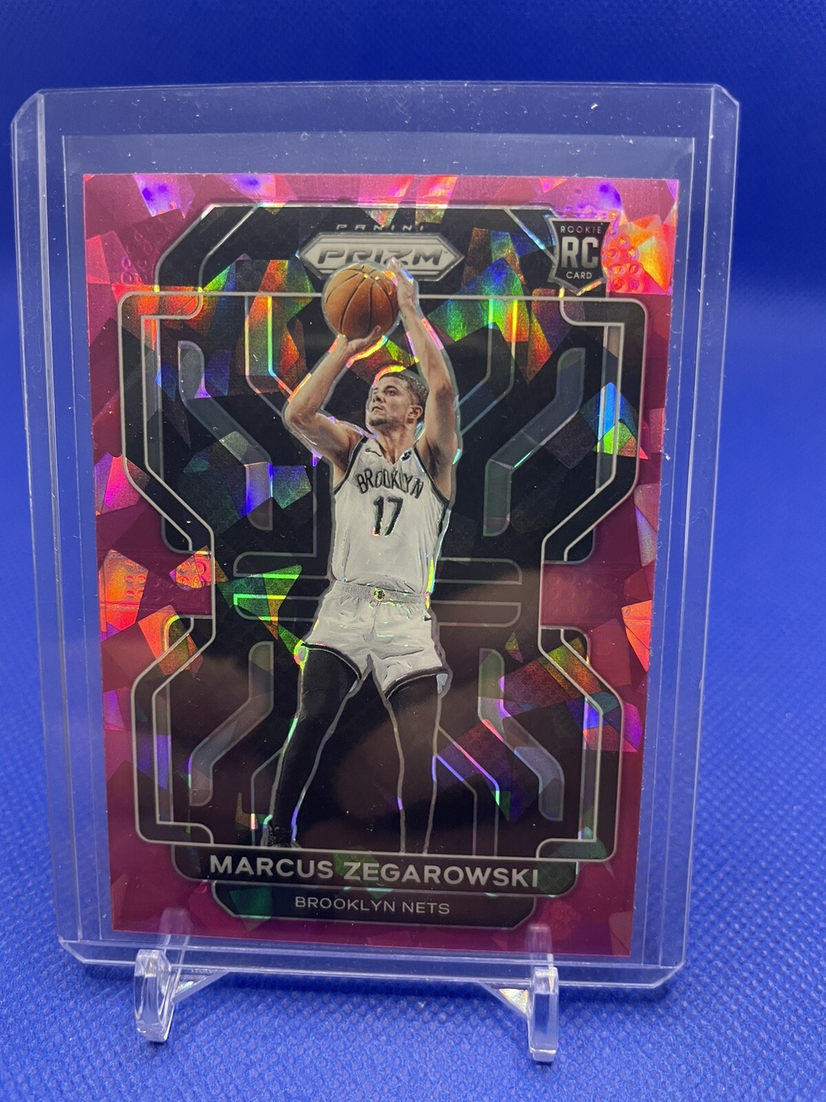 Marcus Zegarowski 2021-22 Panini Prizm Rookie Pink Cracked Ice #300 RC Nets