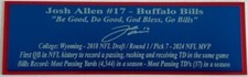 Josh Allen Autograph Nameplate Buffalo Bills MVP Be Good Do Good God Bless NEW