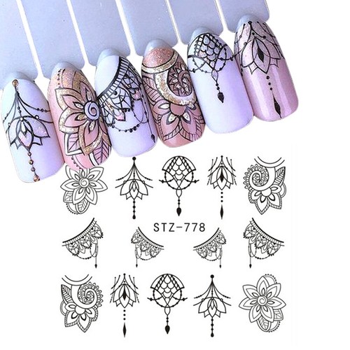 Retro Nail Art Stickers Popular Manicure Accessory Floral Design Decals Past ε - Picture 8 of 25