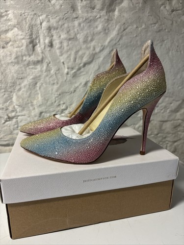 Jessica Simpson Women's Wayva Rainbow Embellished Bedazzled Pumps Size 8.5M WOW! - Picture 12 of 16