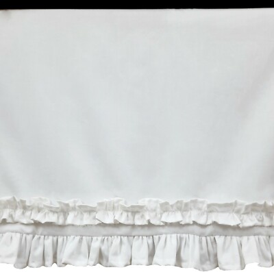 3 Side White Solid Tailored Bed Skirt 600 TC Cotton Edge Ruffle Open Corner