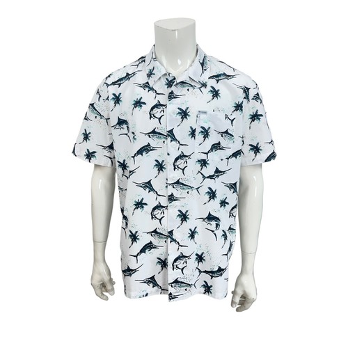 Columbia PFG Vented Trollers Best Marlin Print Woven Shirt Mens L - Picture 3 of 12
