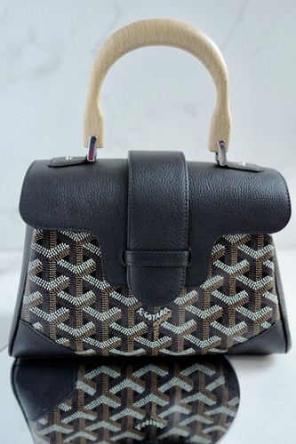NEW Goyard Saigon Souple Mini Bag in Black Palladium HW with Beech Handle
