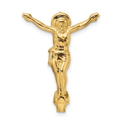 Echte 14kt Gelbgold poliert massiv Auferstandener Christus Kette Schieber