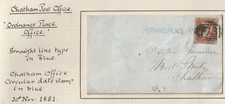 1851 KENT - CHATHAM =173= NUMERAL & ORDNANCE PLACE SUB PO COVER USED LOCALLY
