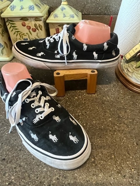 Scarpe da ginnastica con lacci Polo Ralph Lauren da uomo bianco e nero con logo pony taglia 10 5