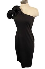 ASOS Womens 8 Black One Shoulder Ruffled Bodycon Modi Cocktail Party Dress EUC