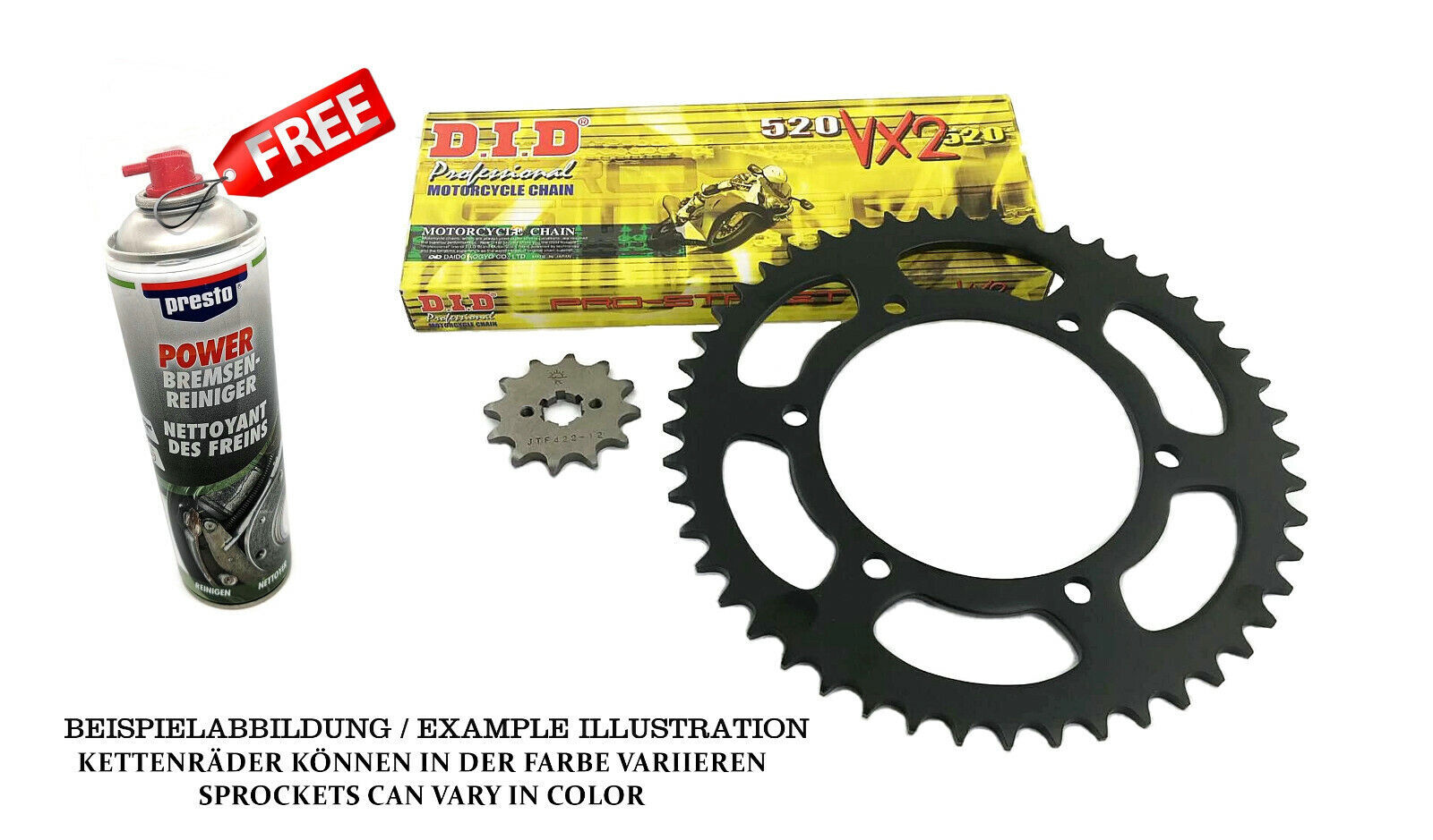 Kit chaine DID VX2 pour Yamaha RD 350 LC YPVS 1983-1995 transmission pas 520