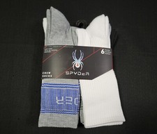 SPYDER Mens Socks Crew Cushioned Everyday Work Sports 6 Pair Shoe SIZE 6-12