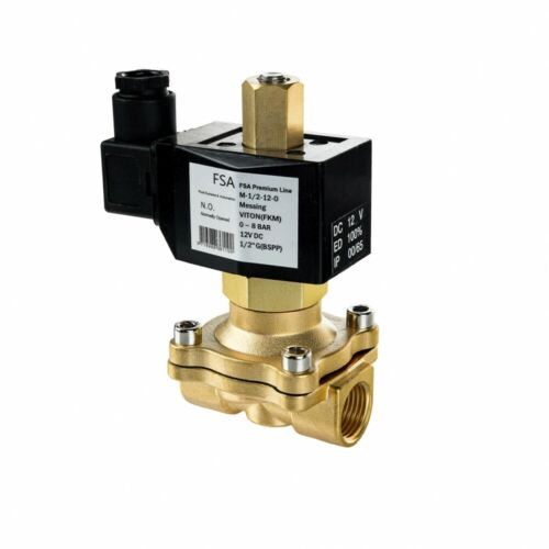 FSA Solenoid Valve Brass Powerless Open 1/2-1" to 150°C - Picture 1 of 24