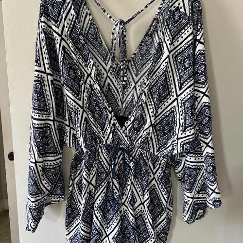 Moda Nova Mameluco Azul Marino/Blanco Talla XL Suelto Mangas 3/4 - Imagen 2 de 7