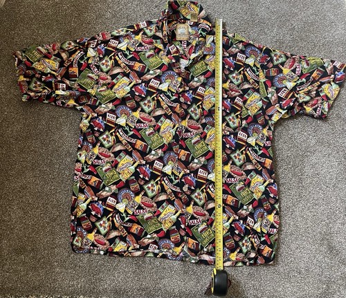 VINTAGE Island Men Button Up Shirt 2XL Hawaiian Hot Sauce Salsa All Over Print - Picture 7 of 16