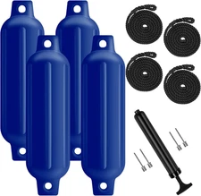 Boat Fenders 4 Pack, Ribbed Twin Eyes Boat Fenders Bumpers for Docking, Inflatab