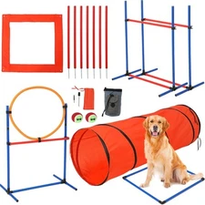 Dog Agility Training Equipment Pet Agility Set W/ Hurdle Hoop Weave Poles