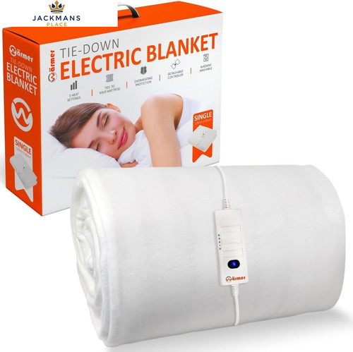 Warmer Wärmer Electric Heated Blanket Single Size Single, Grey and White
