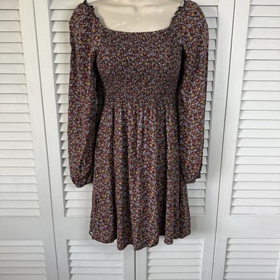 Art Class Multicolored Ditsy Floral Print Smocked Bodice Dress Junior L (10-12)