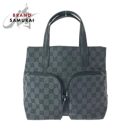 Gucci Black Silver Hardware Gg Canvas/Leather 002 1080 058 Handbag Tote Bag Ladi