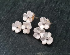VINTAGE 925 SILVER EARINGS PETAL STUDS