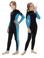 New Hevto  Full  Neoprene Wet Suit Black  And Blue With Front Zip  Size 8