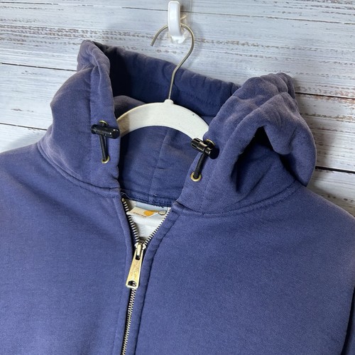 Vintage Carhartt Thrashed Heavyweight Thermal Lined Faded Full-Zip Hoodie Large - Picture 5 of 24