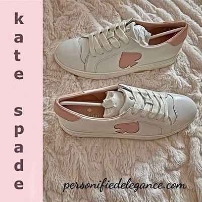 Fez ML　25-28.5cm NEW Kate Spade Fez Leather Optic White Rose Smoke Fashion Sneakers