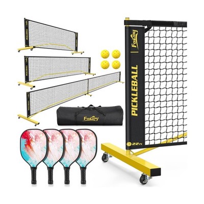 Pickleball Set Net with 4 Paddles, 6FT/11FT/22FT Portable 3-in-1 Pickle Ball ...