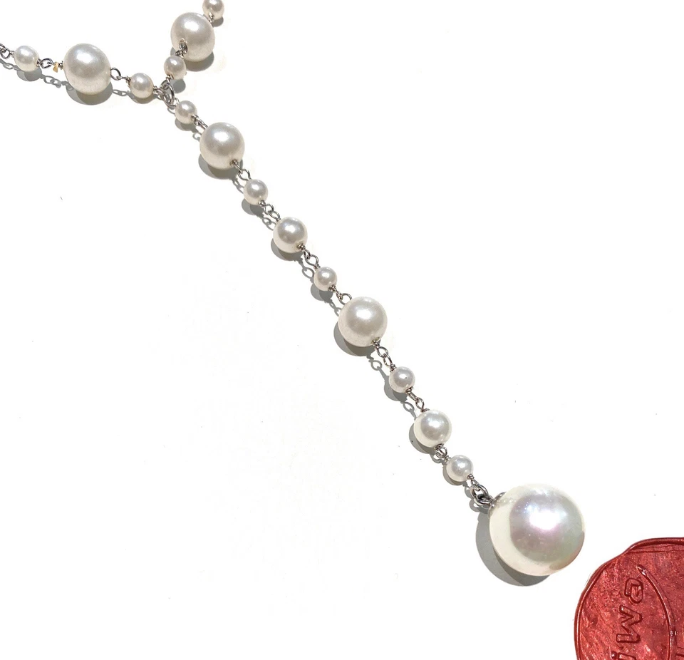 Collana Rosario Perle di Maiorca Argento 925 Rodio Bianco Elegante diWa Jewels - Immagine 4 di 4