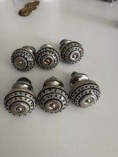 Ceramic Knobs for Cabinets Draw Set 8 Bohemian off-white with black detailing