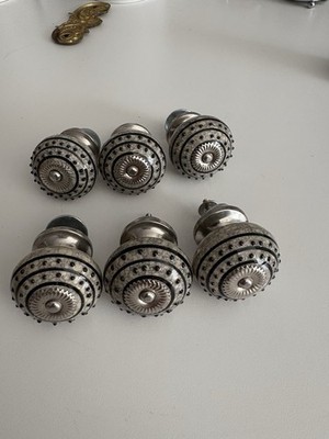 Ceramic Knobs  for Cabinets Draw Set 8 Bohemian off-white with black detailing 