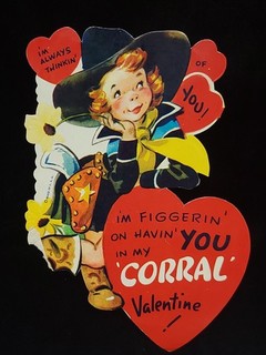 RIP Vintage Die Cut Embossed Valentine Card Cowgirl With Hearts Large 7.5 x 5.25