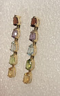 14k Yellow Gold Multi Color Gem Dangle Drop Earrings 2.6 grams — photo 3
