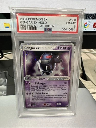 ** PSA 6 ** 2004 Gengar ex 108/112 Fire Red & Leaf Green Holo Fresh Cert