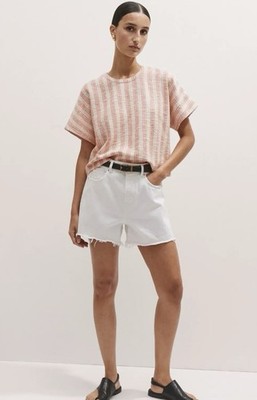 ME+EM - Textured Stripe Box Top Red White Size 8