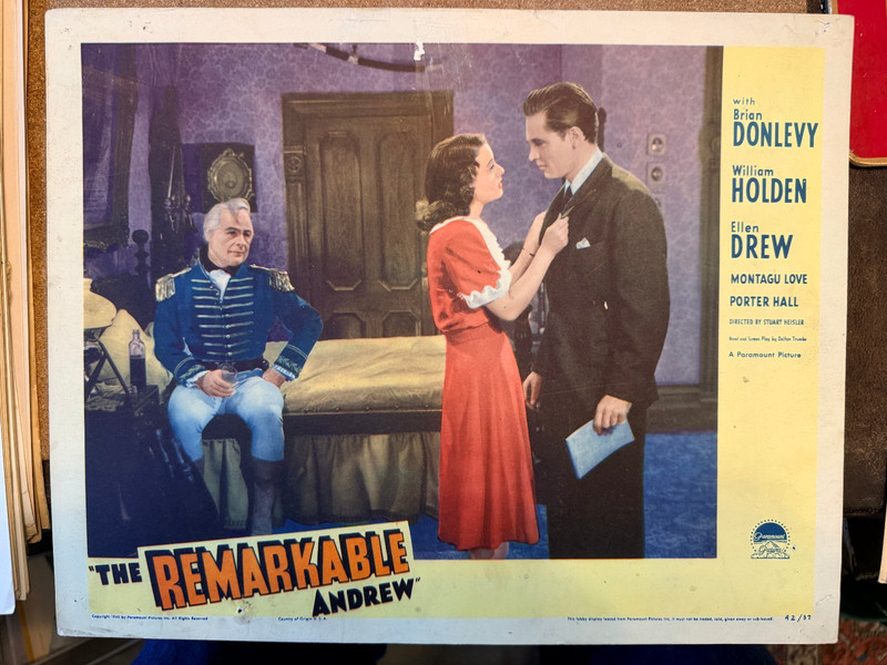 Remarkable Andrew, The 1942 Paramount 11x14 lobby card William Holden Ellen Drew