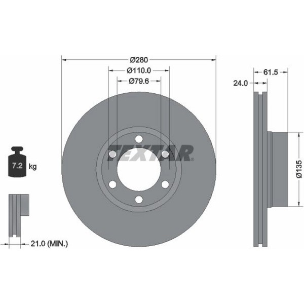 2X Textar 92097703 Bremsscheibe FüR Opel Renault Master Movano JD FD ED HD UD-image