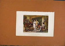 Original Old Antique Print Armourers Tale Color Art