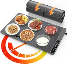 Food Warming Mat with 3-Zone Heating Mode, Electric Warming Tray with 9 Tempe...