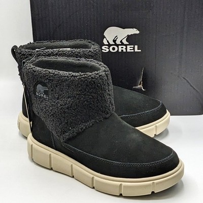 SOREL ''Explorer III Slip-On Cozy WP'' Women s Winter Snow Boots (Black Chalk) NEW