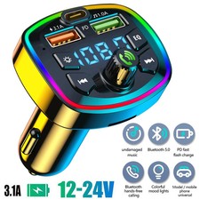 Bluetooth 5.0 Car FM Transmitter Dual USB Fast Charger Audio MP3 Music Player US
