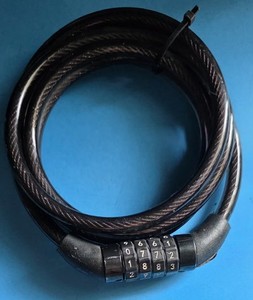 Used 2Ft Bicycle Black Cable Lock/Combination Style-Do Not No Code-Resettable