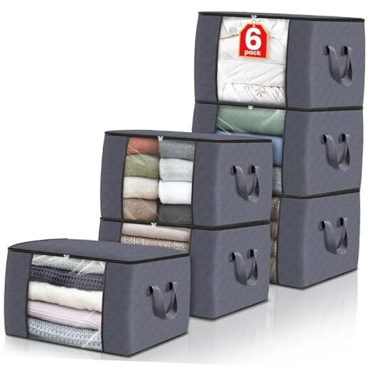 Fab Totes 6-Pack Foldable Thick Fabric Closet Organizer Storage Bags