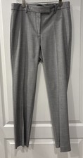 Talbots NEW Size 8 Stretch Flat Front Straight Leg Pants Gray Button Zip Work