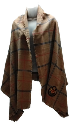 Lauren Ralph Lauren Beige Windowpane Check Soft 31X72 Scarf W/ Crown Emblem